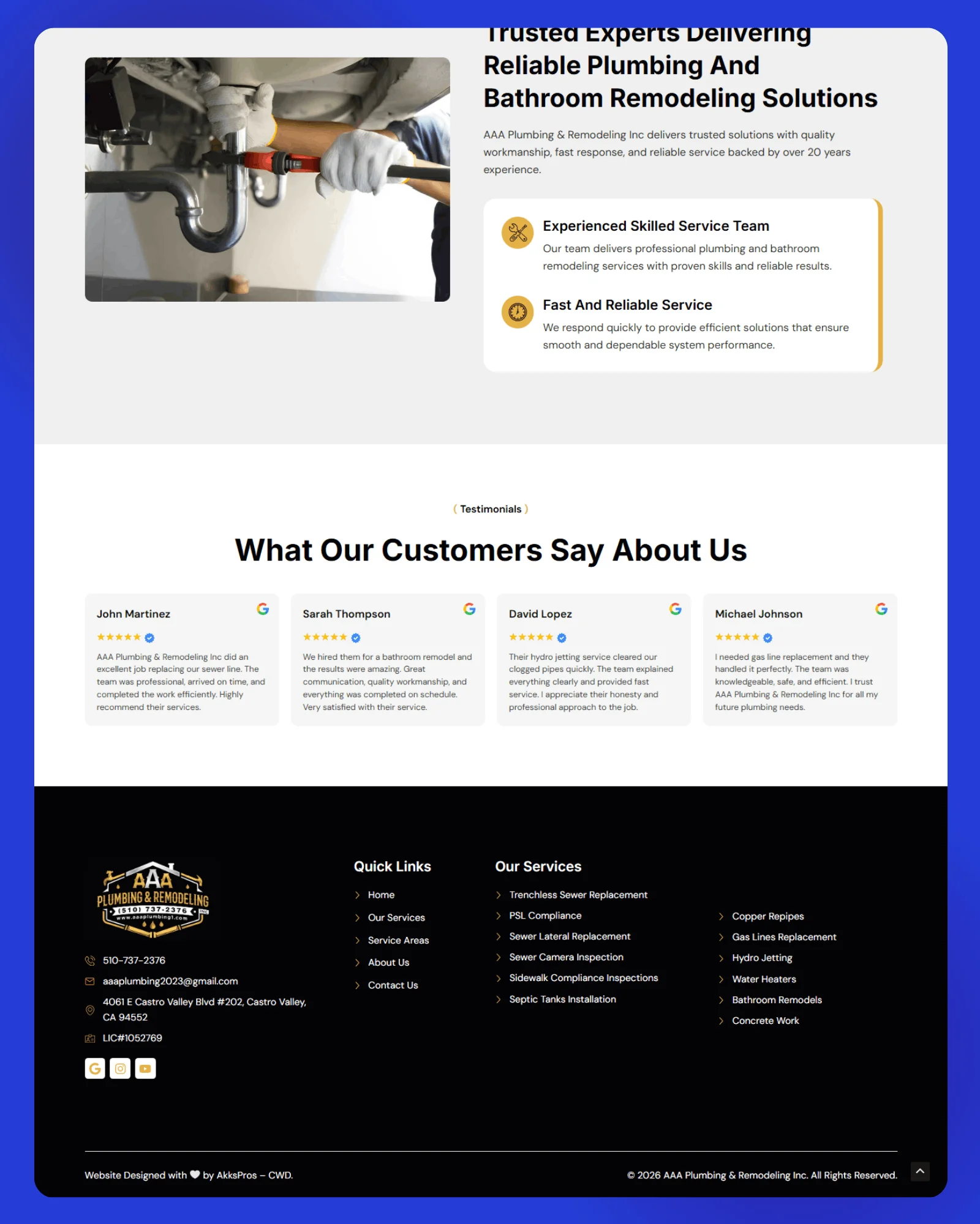 AAA Plumbing Website 3