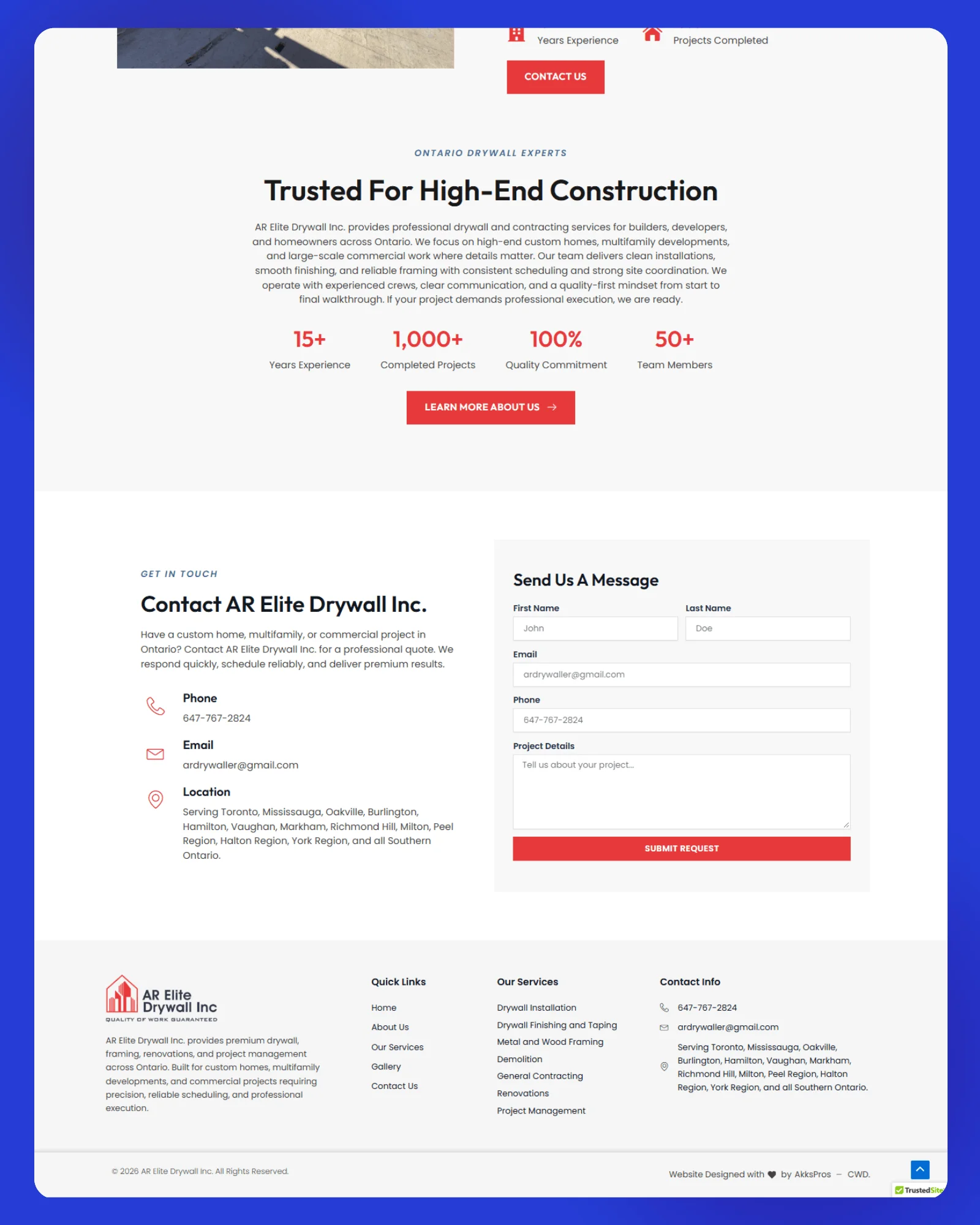 AR Elite Drywall Website 3