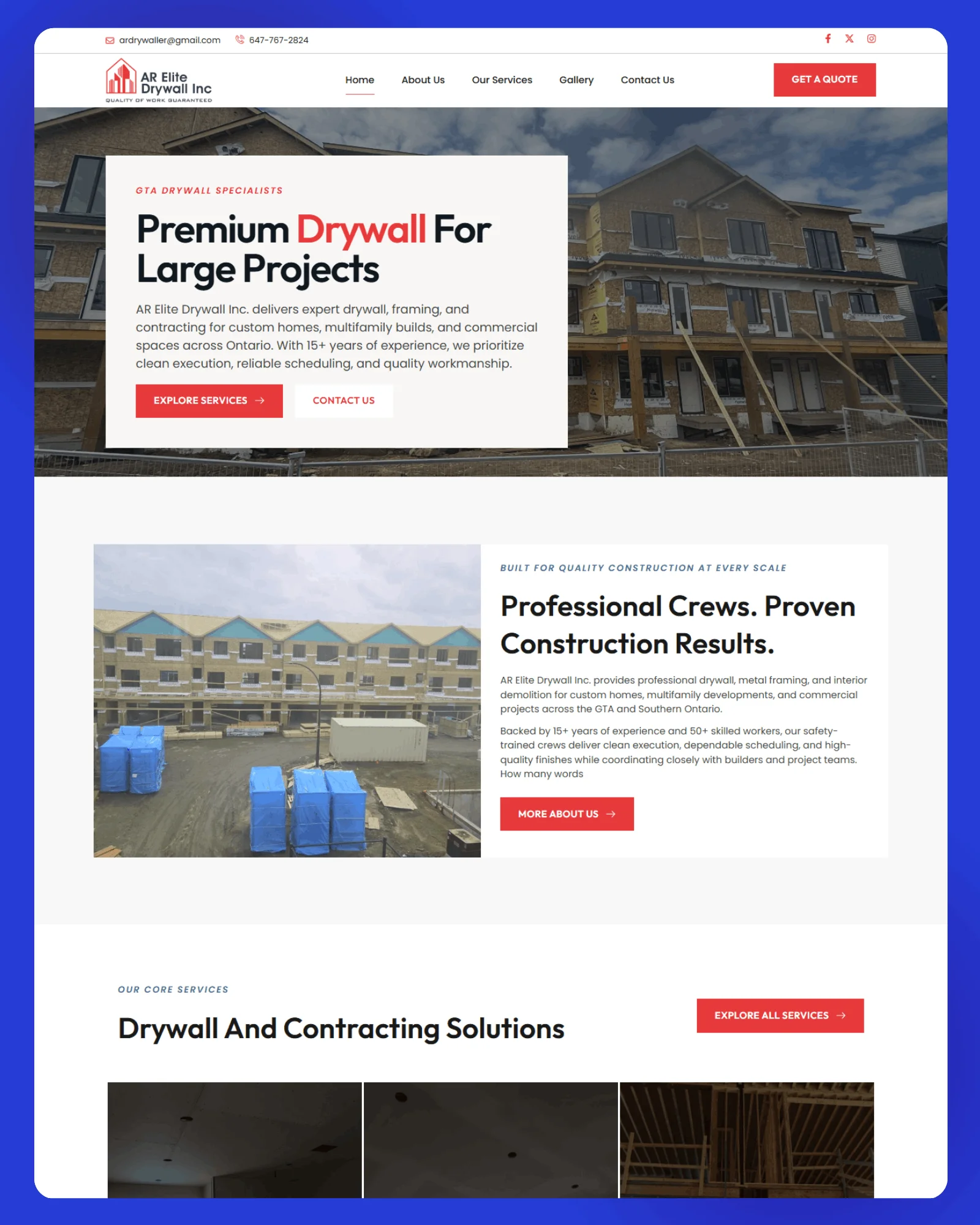 AR Elite Drywall Website