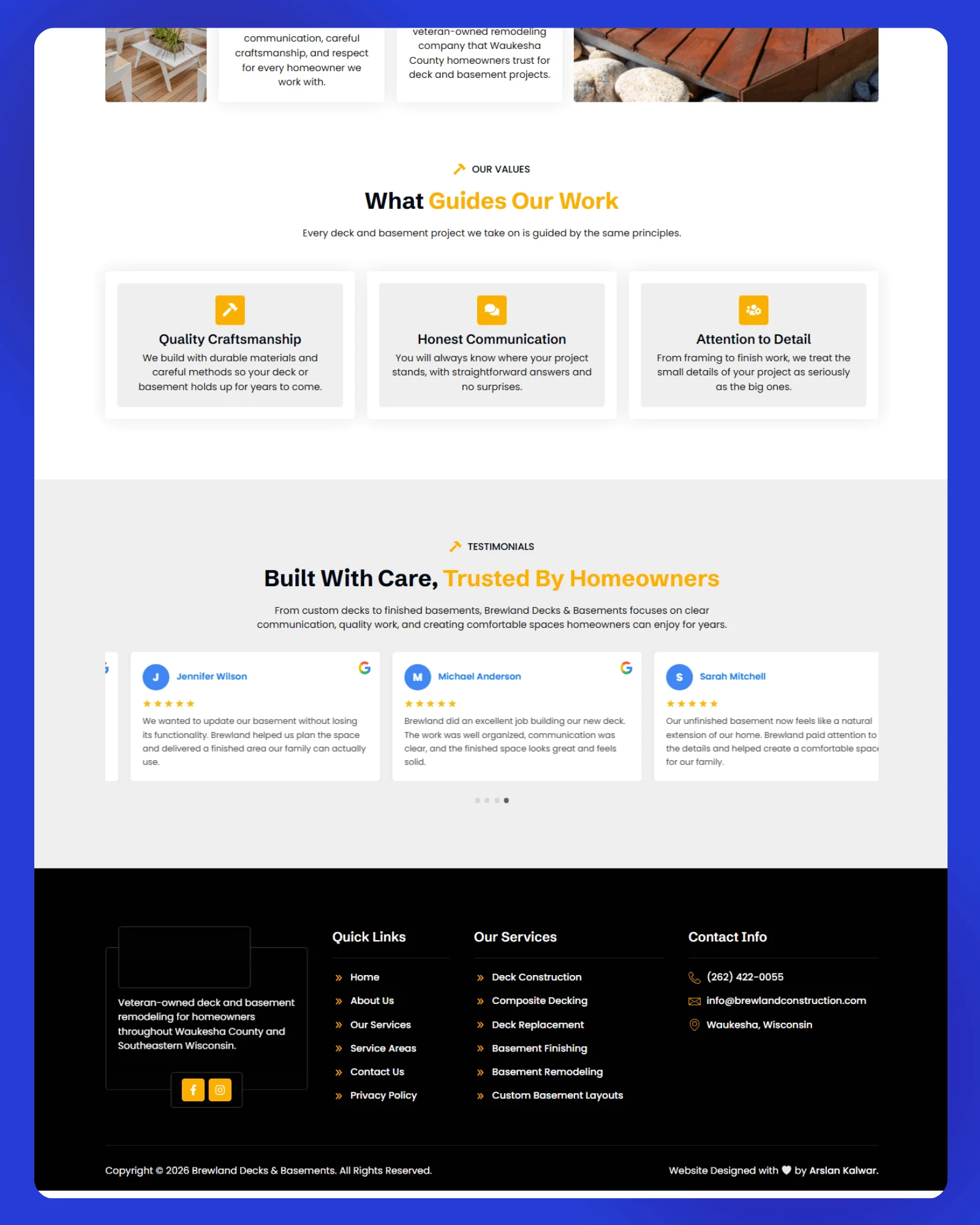 Brewland Decks Basements Website 3