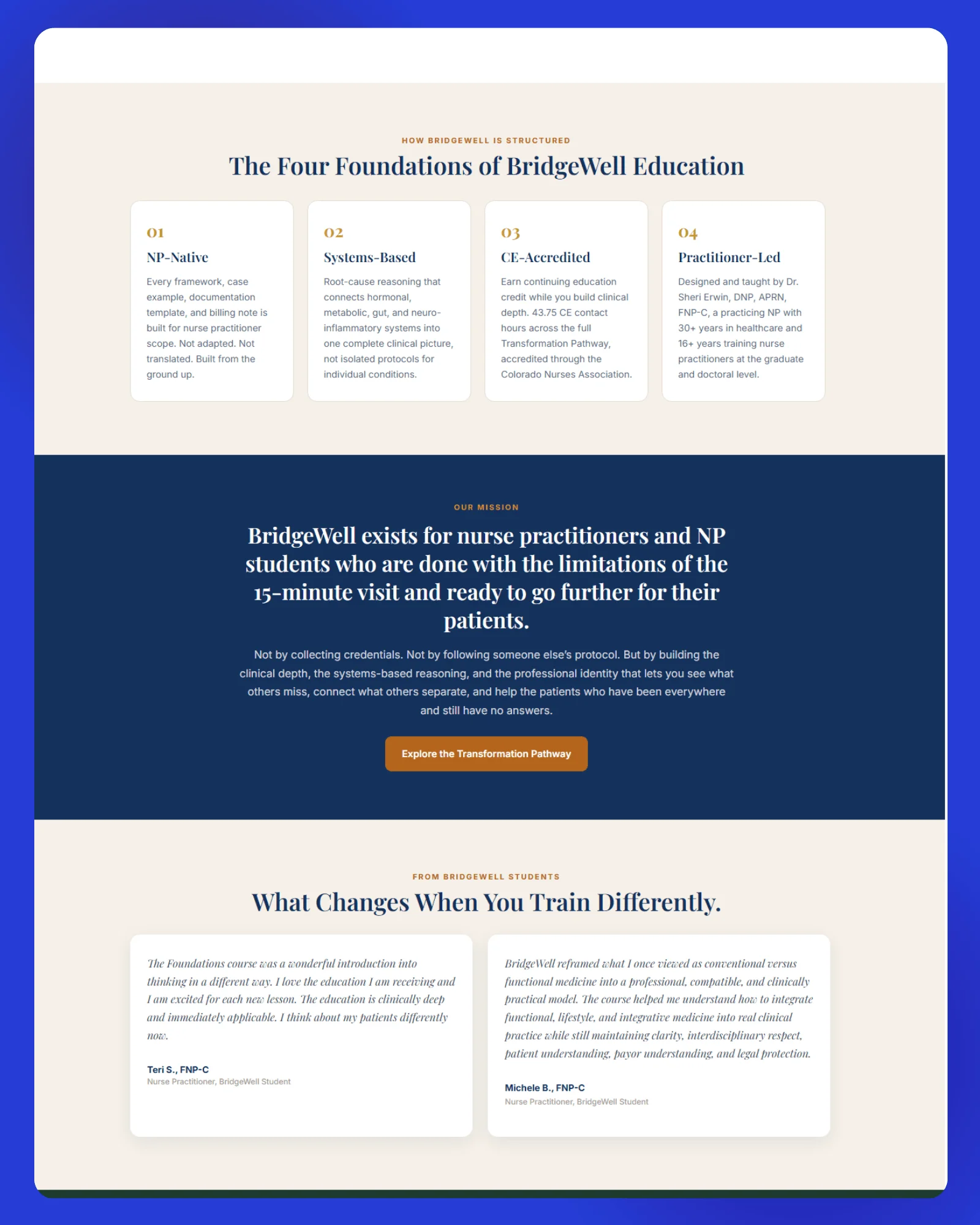 BridgeWell Integrative Education Website 3