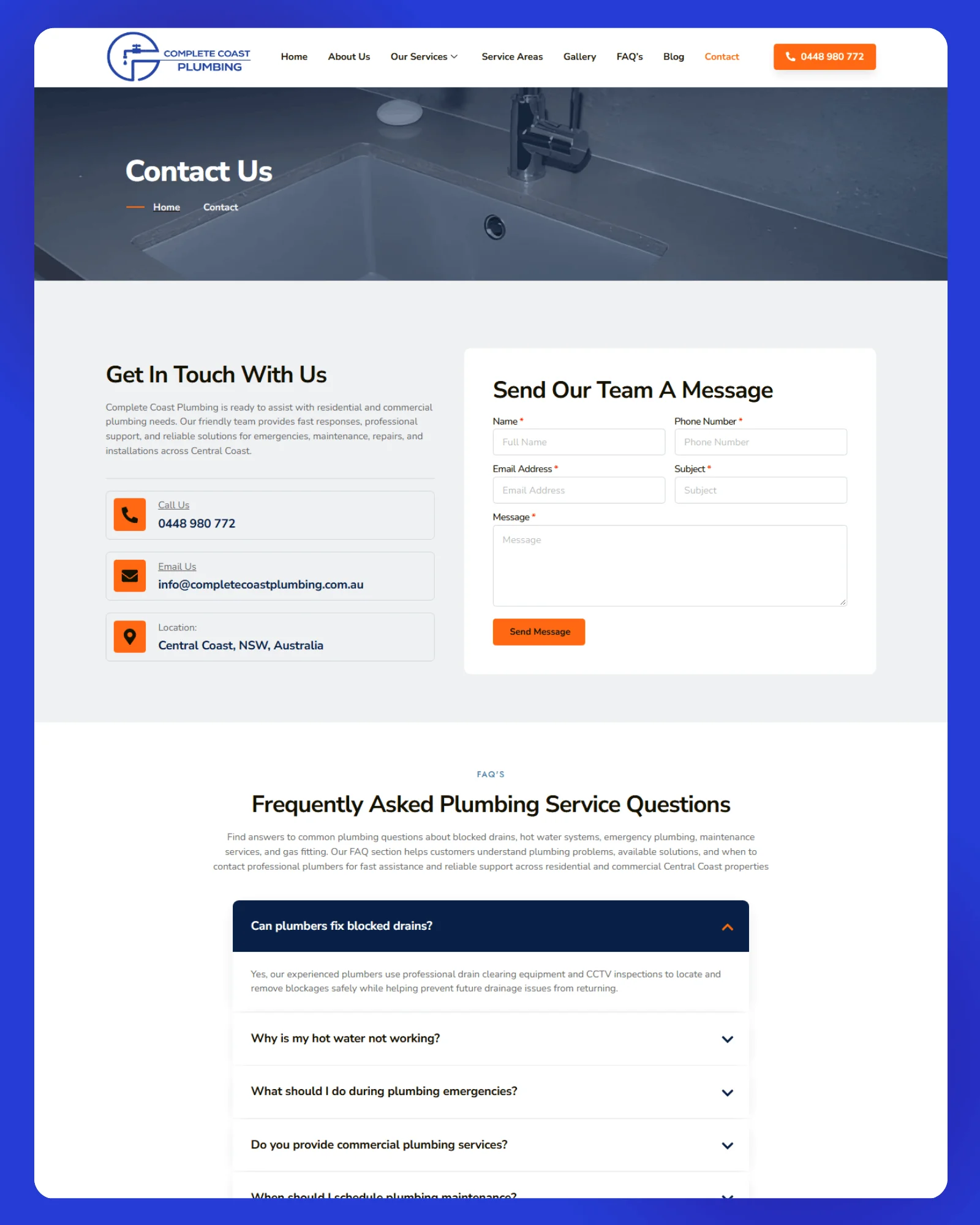 Complete Coast Plumbing Website 3