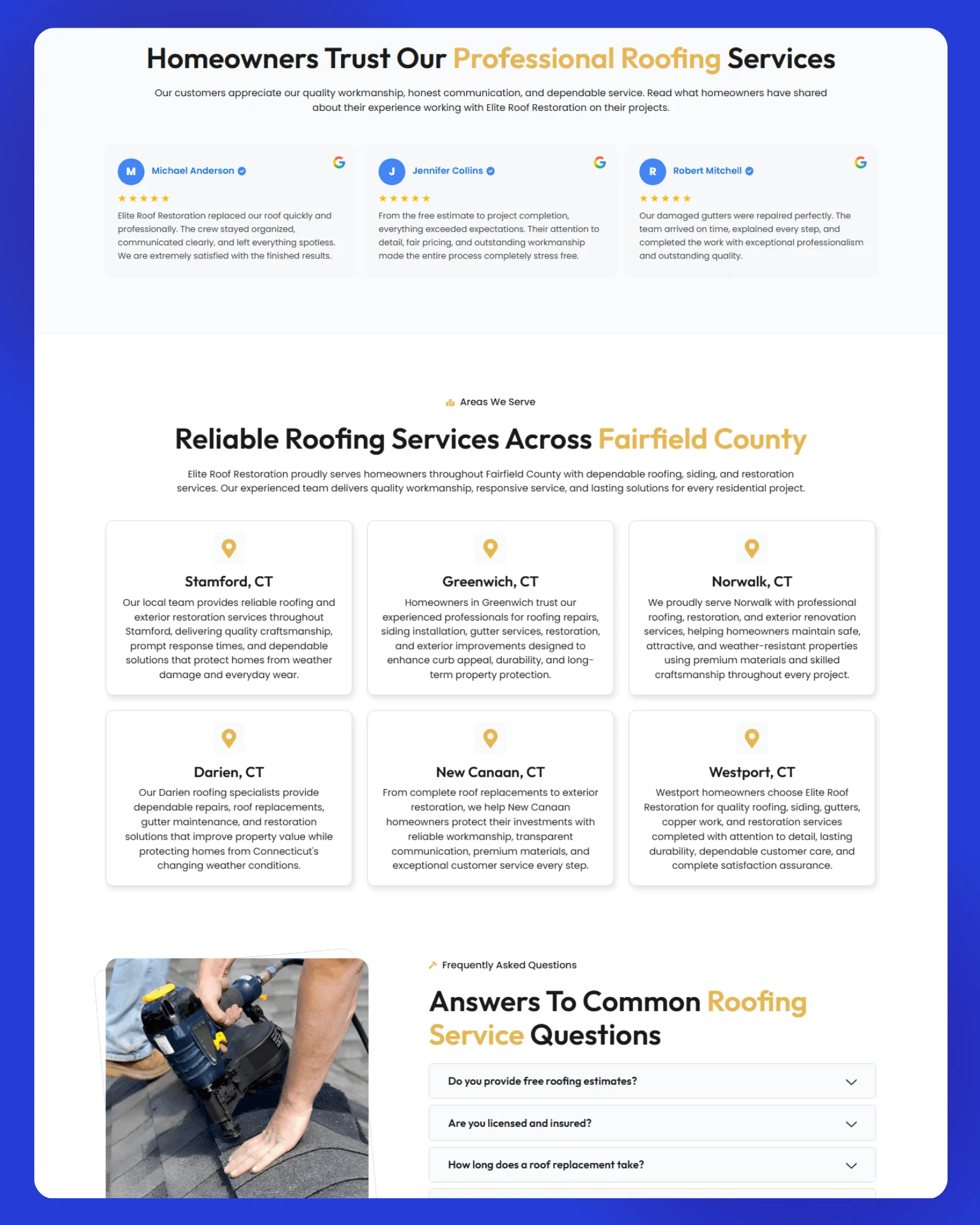 Elite Roof Restoration Website 2