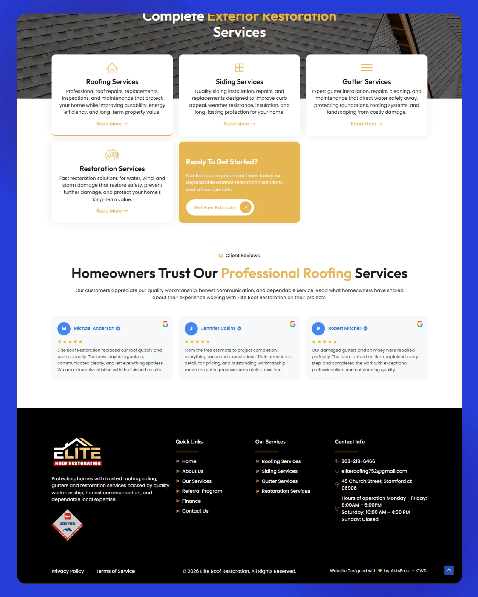 Elite Roof Restoration Website 4