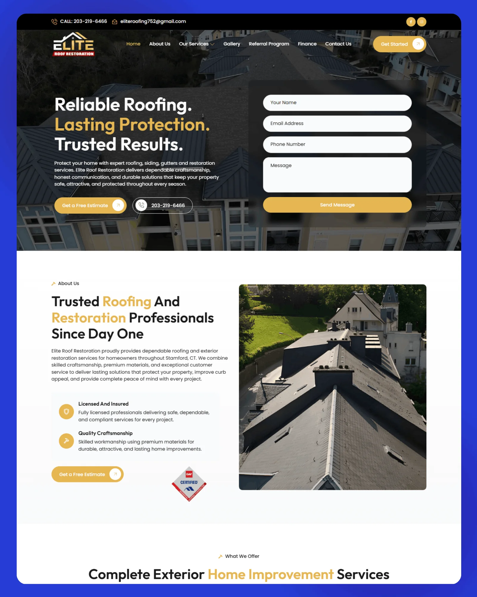 Elite Roof Restoration Website