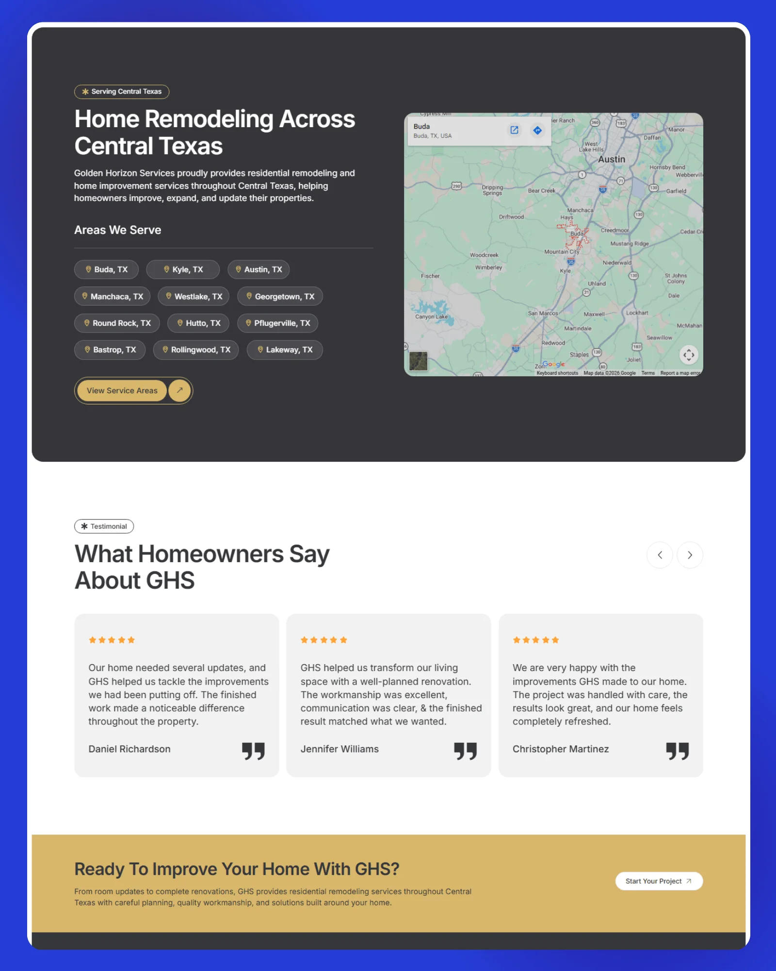 Golden Horizon Services Website 3