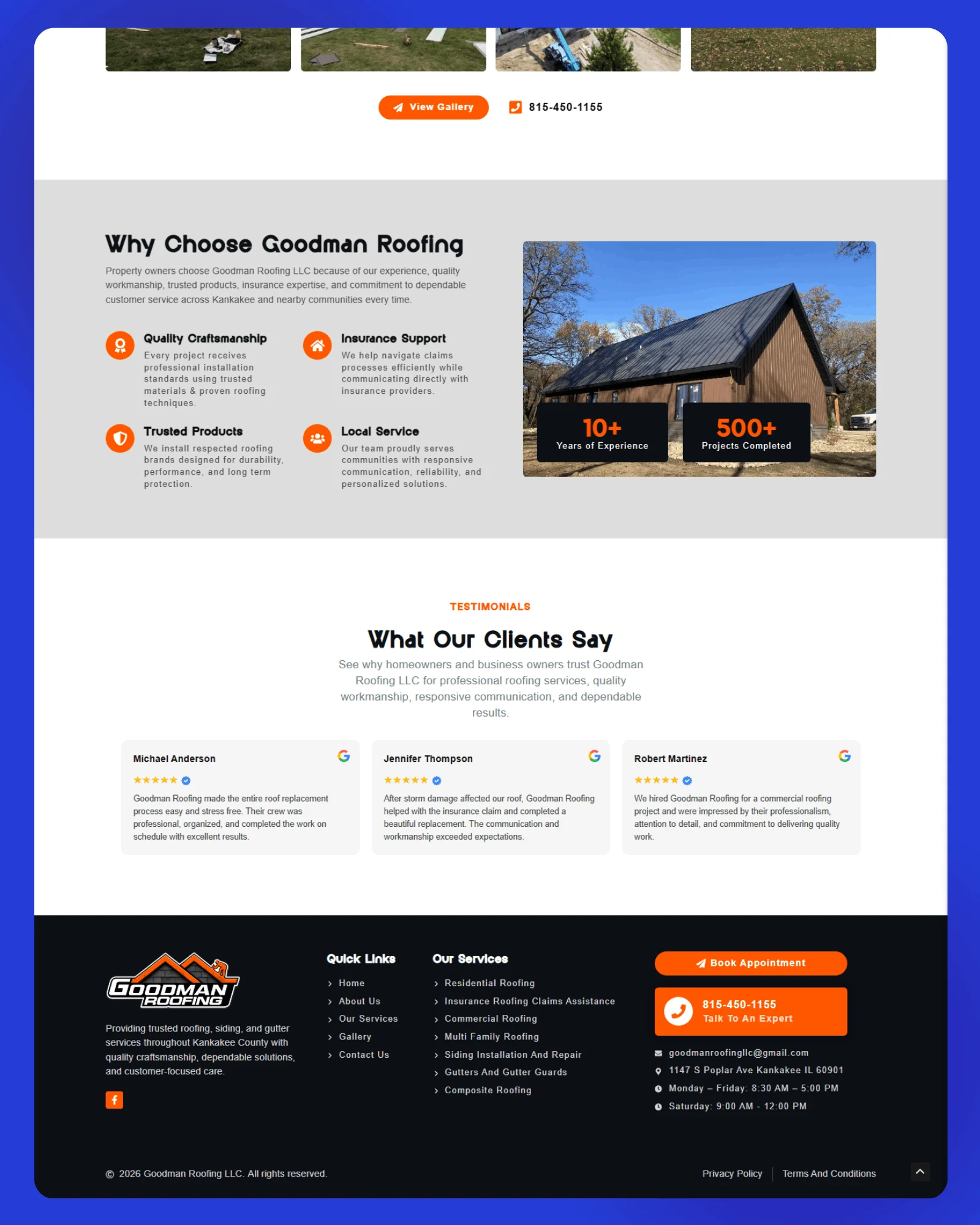 Goodman Roofing LLC Website 3