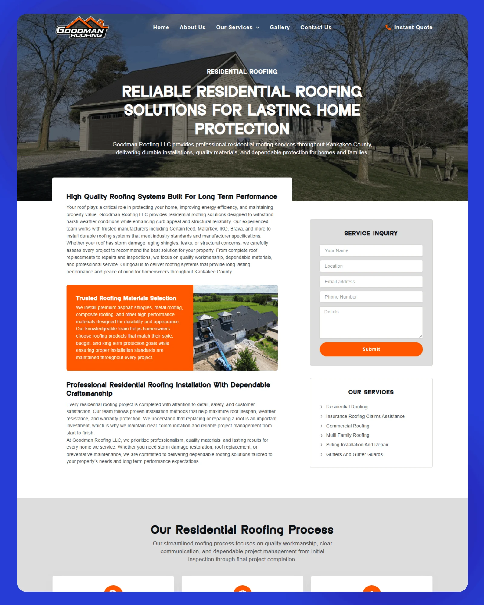 Goodman Roofing LLC Website 4
