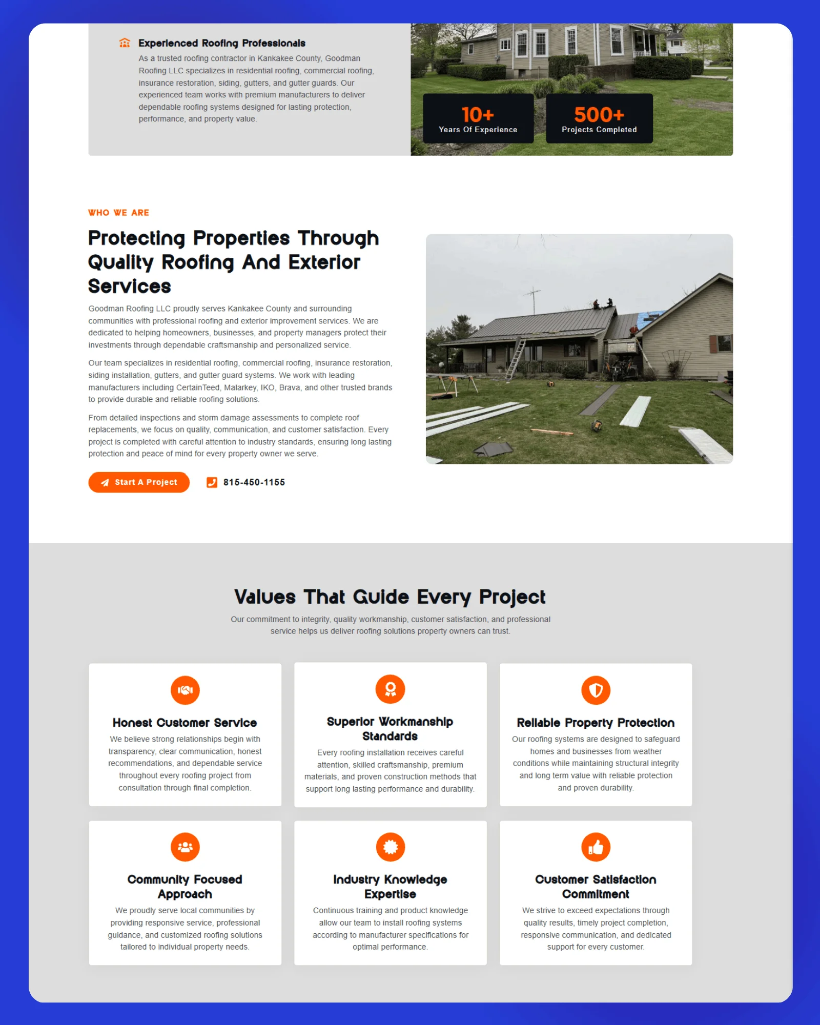 Goodman Roofing LLC Website 5