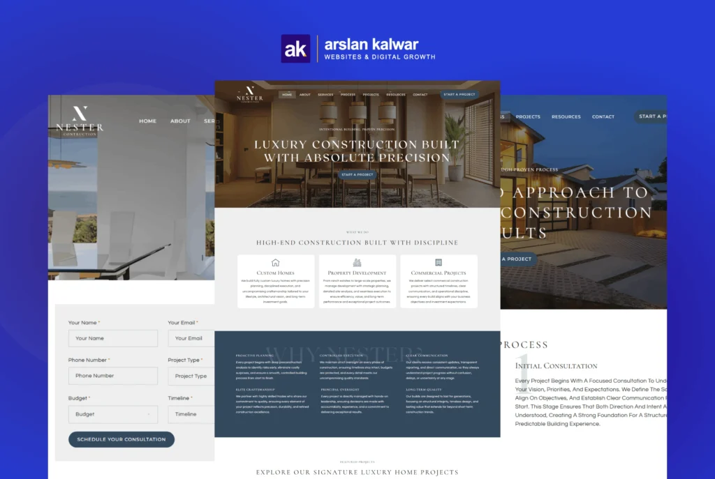 Nester Construction Inc Luxury Construction Development Services California USA Website Design 1 scaled