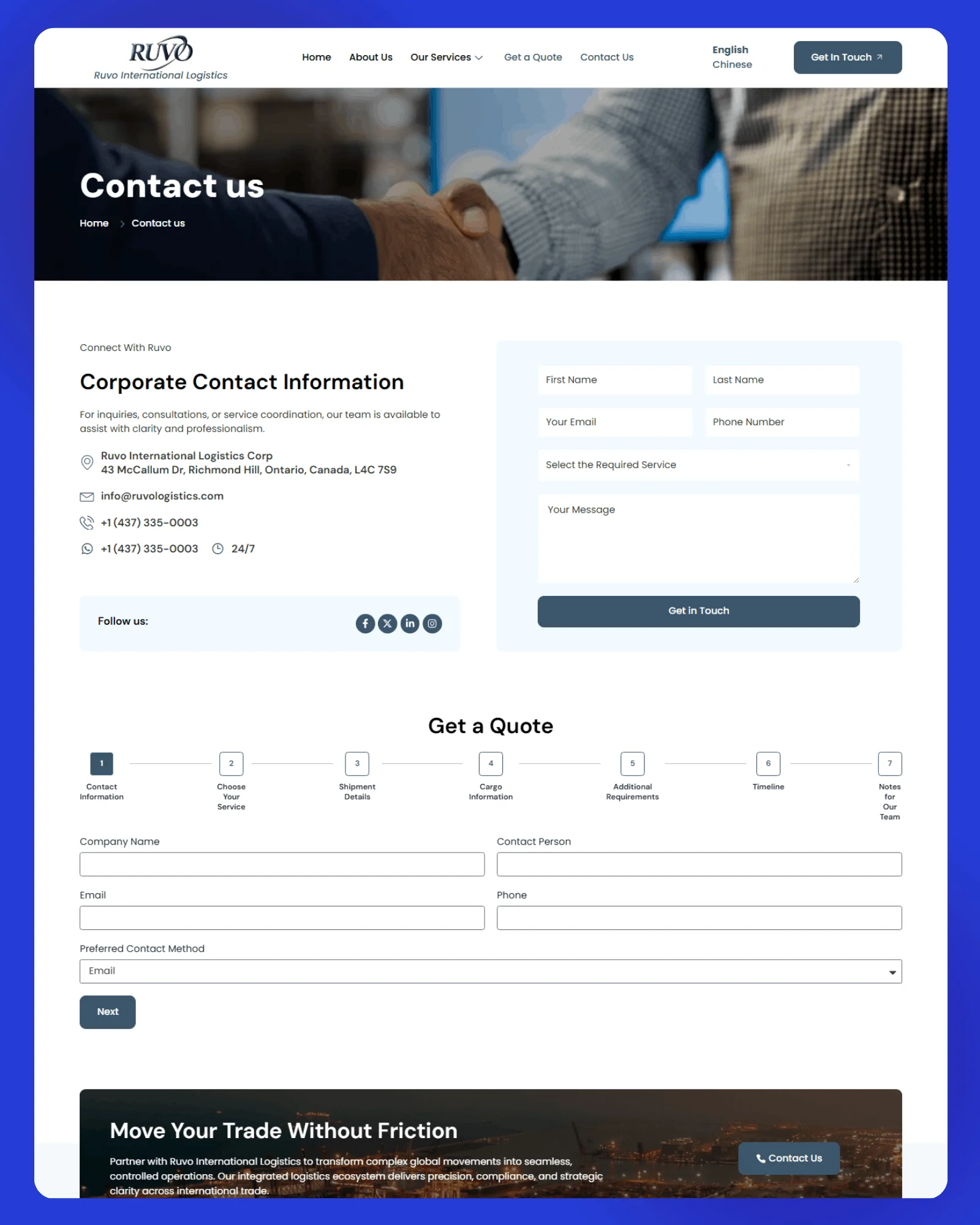 RUVO International Logistics Website 4