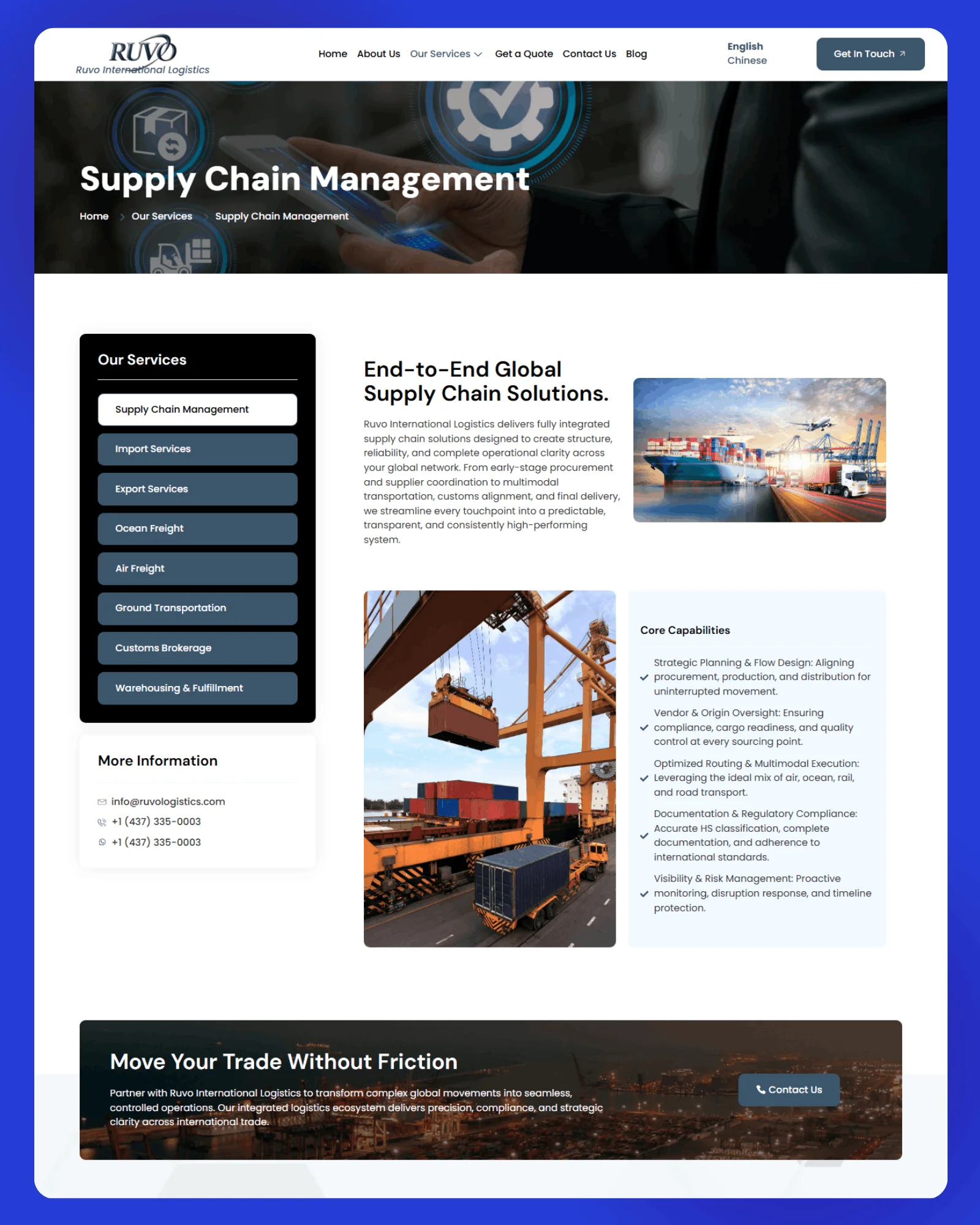 RUVO International Logistics Website 5
