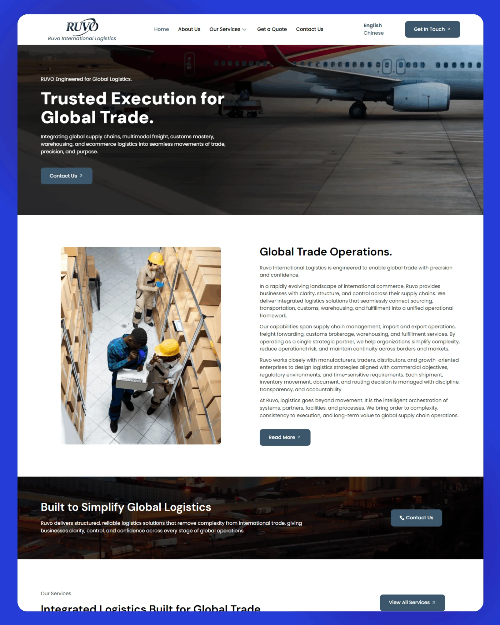 RUVO International Logistics Website