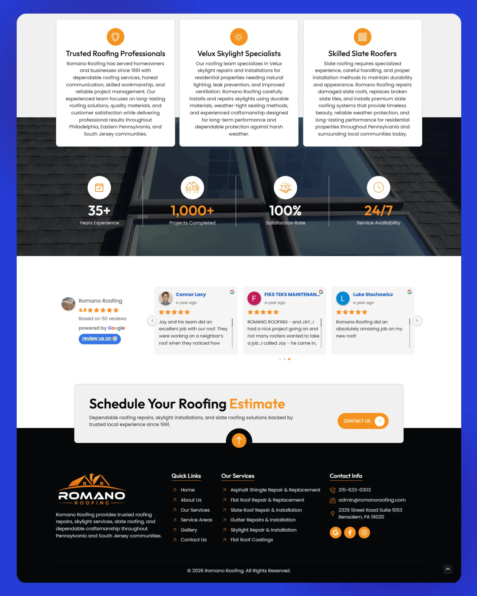 Romano Roofing Website 2 1