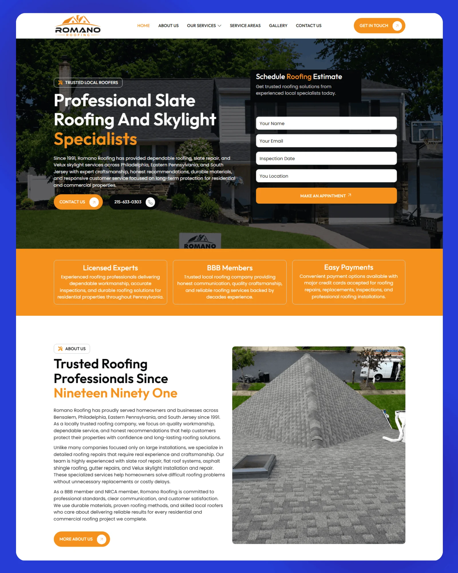 Romano Roofing Website 6