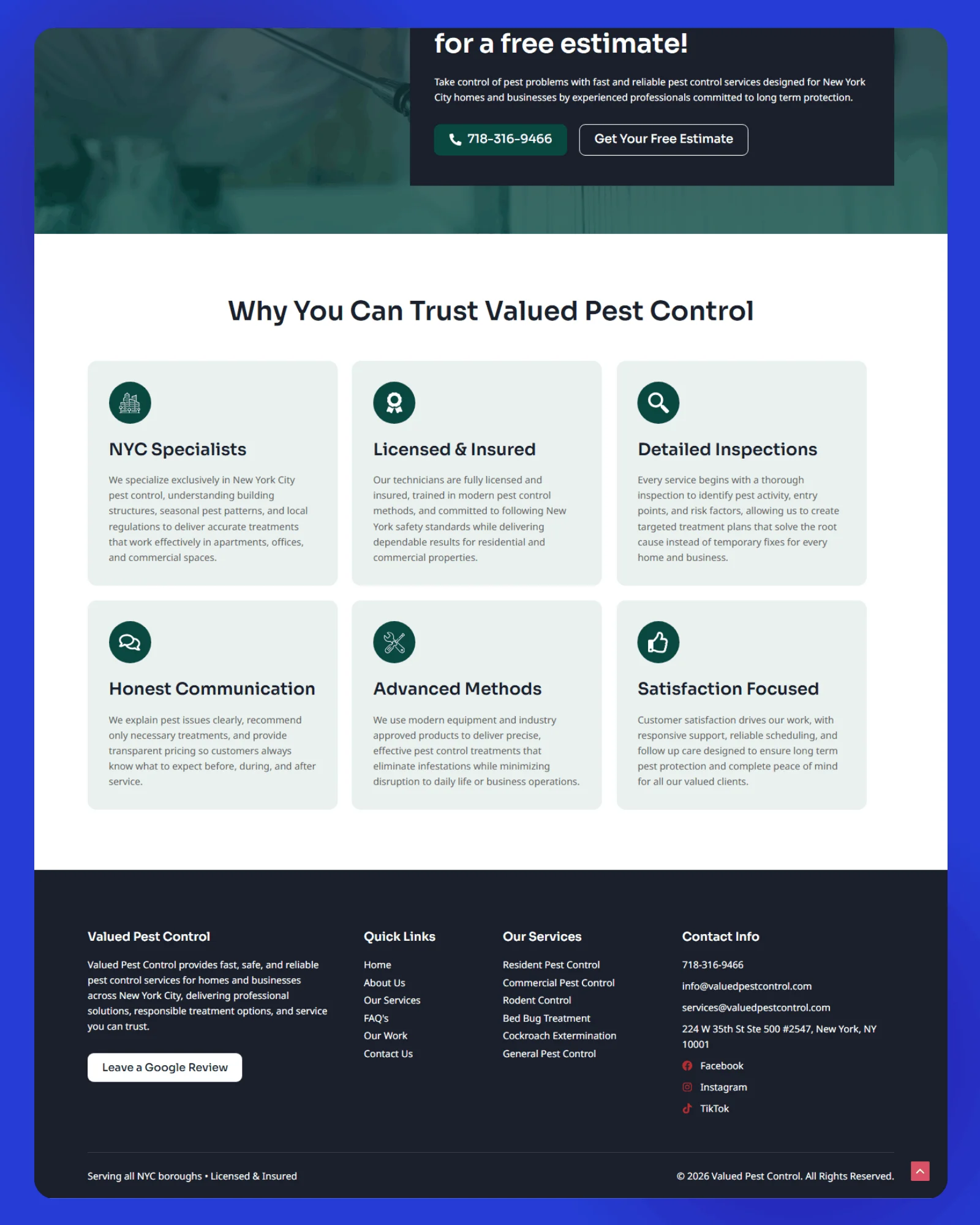 Valued Pest Control Website 4